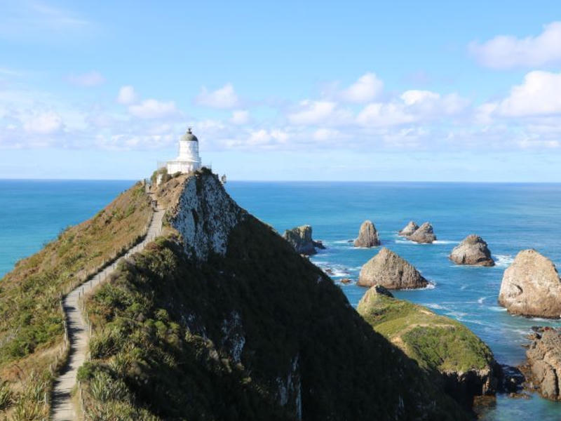 Leuchtturm und Felsen in den Catlins