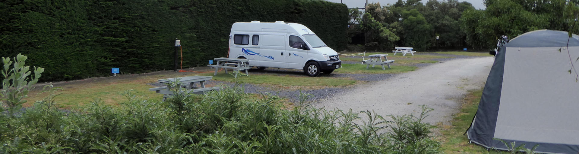 Wohnmobil auf dem Campingplatz in Kaikoura