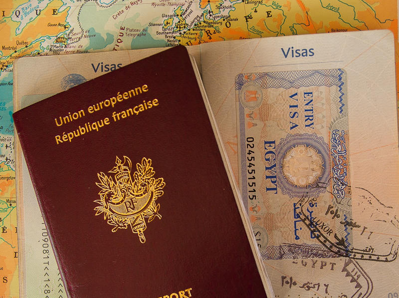 Reisepass Visum auf Landkarte
