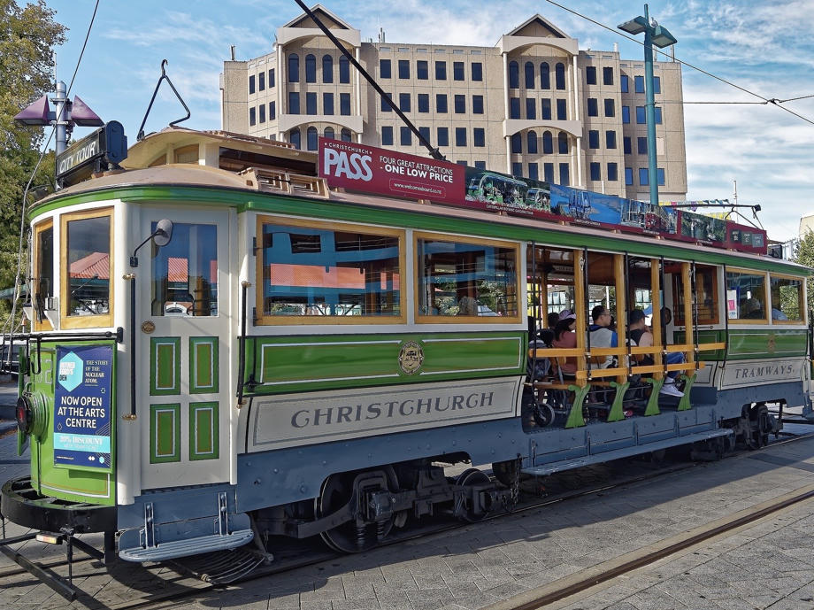 Das Stadtzentrum Christchurchs könnt ihr mit der Tram entdecken. Christchurch, Neuseeland, Tram