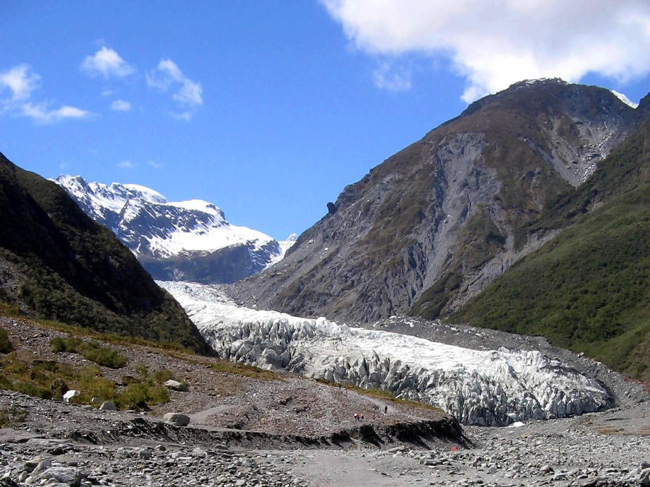 Den Franz Josef Gletscher könnt ihr euch auf kurzen Wanderungen ausgehend vom gleichnamigen Dorf anschauen. Franz Josef Glacier, Gletscher, Westküste Neuseeland