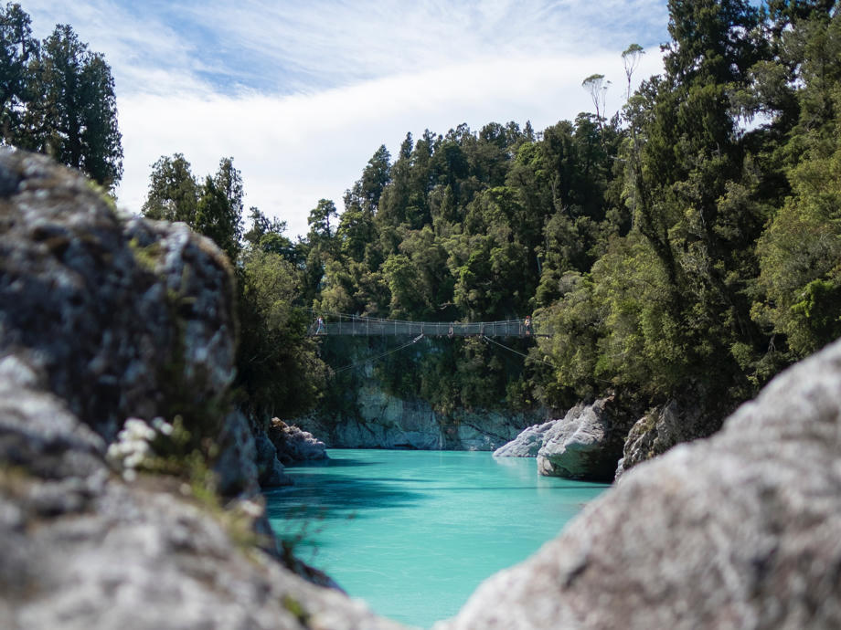 Hokitika Gorge, Westcoast, Westküste, Neuseeland, Fluss, Schlucht, Hängebrücke