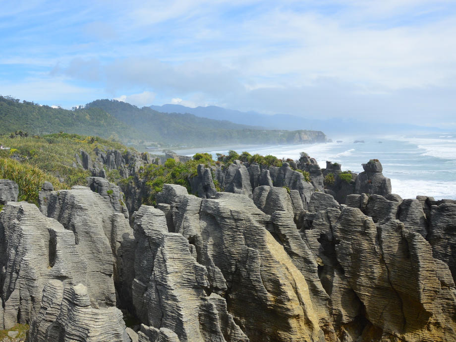 Die Pancake Rocks an der Westküste sind über 30 Millionen Jahre alt. Pancake Rocks, Westküste Neuseeland, Westcoast