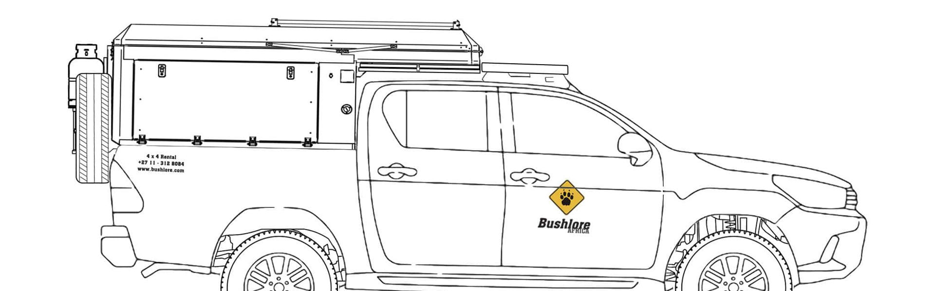 Bushlore Campers HILCAM2 für Südafrika und Namibia Skizze